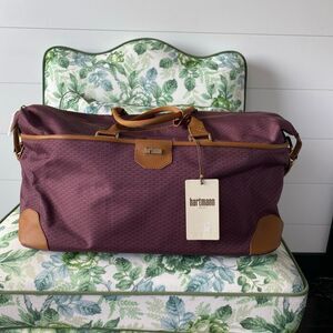 Hartmann Luxe Il Collection Weekender Duffle Bag Burgundy /Tan Polyester 20" NWT
